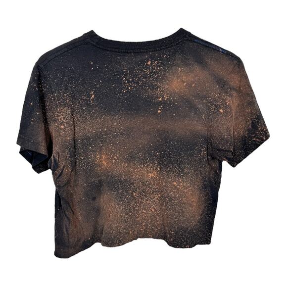 Reworked Iron Maiden Band Cropped Graphic Tee Medium Oversized Bleached Boho - Picture 3 of 4